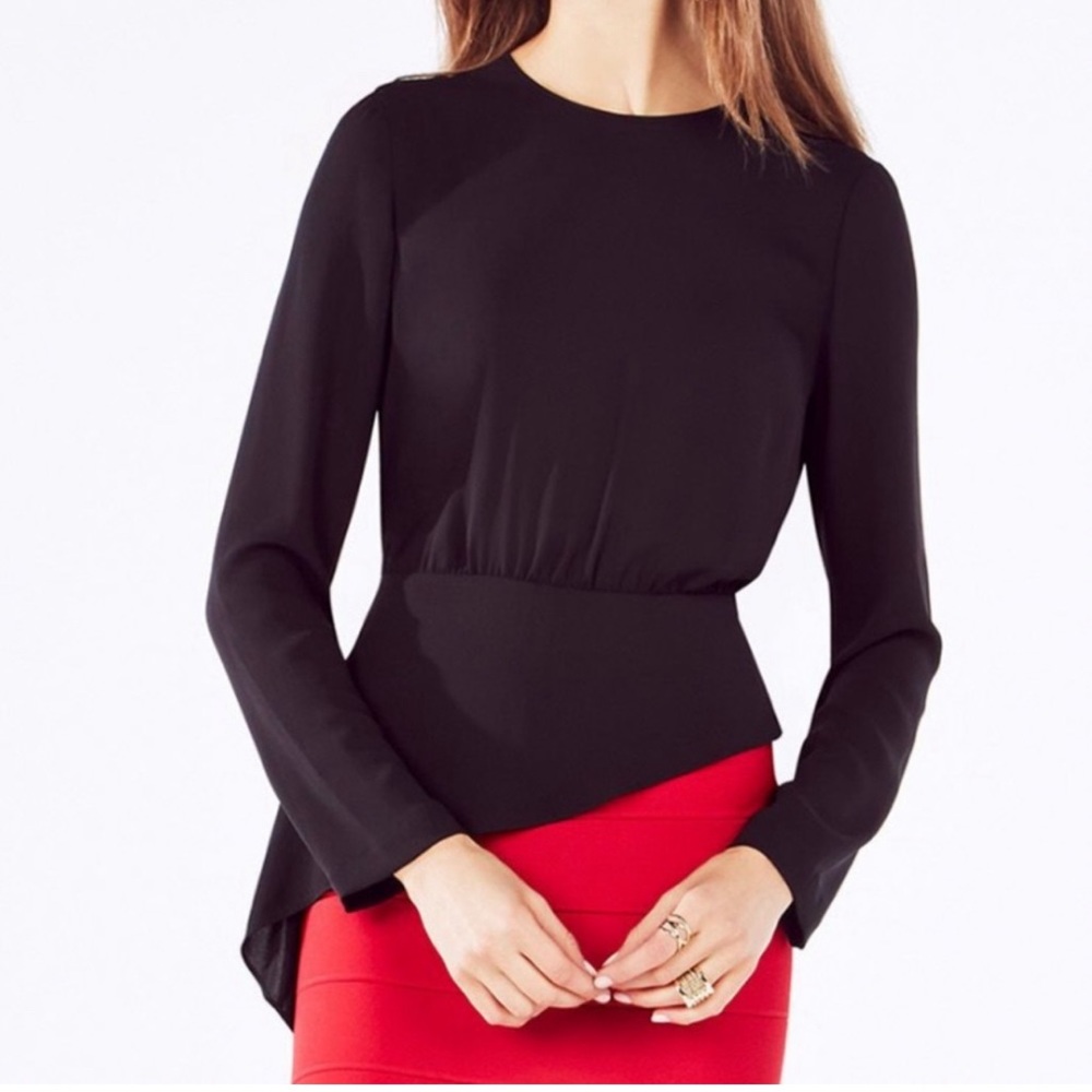 BCBGMAXAZRIA Eugenie Asymmetrical Blouse Size Medium